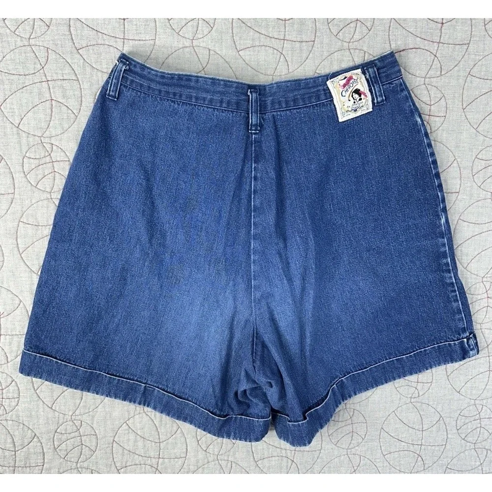 VTG Cherokee Baggy Denim Shorts Blue High Rise Pleated Vintage Mom Jean 90s / 14